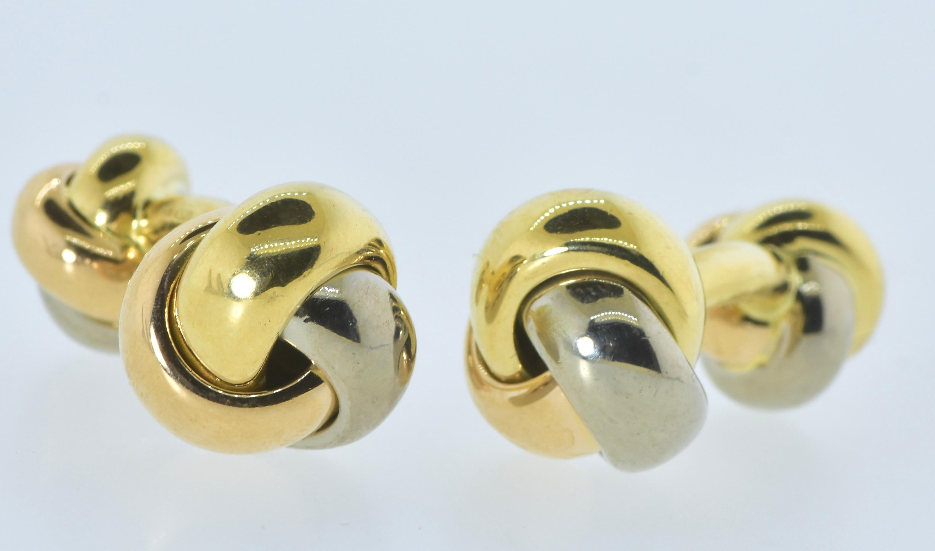 Cufflinks Cartier 18K Tri-Color Gold Love Knot Back to Back , Vintage c. 2000 In Excellent Condition In Aspen, CO