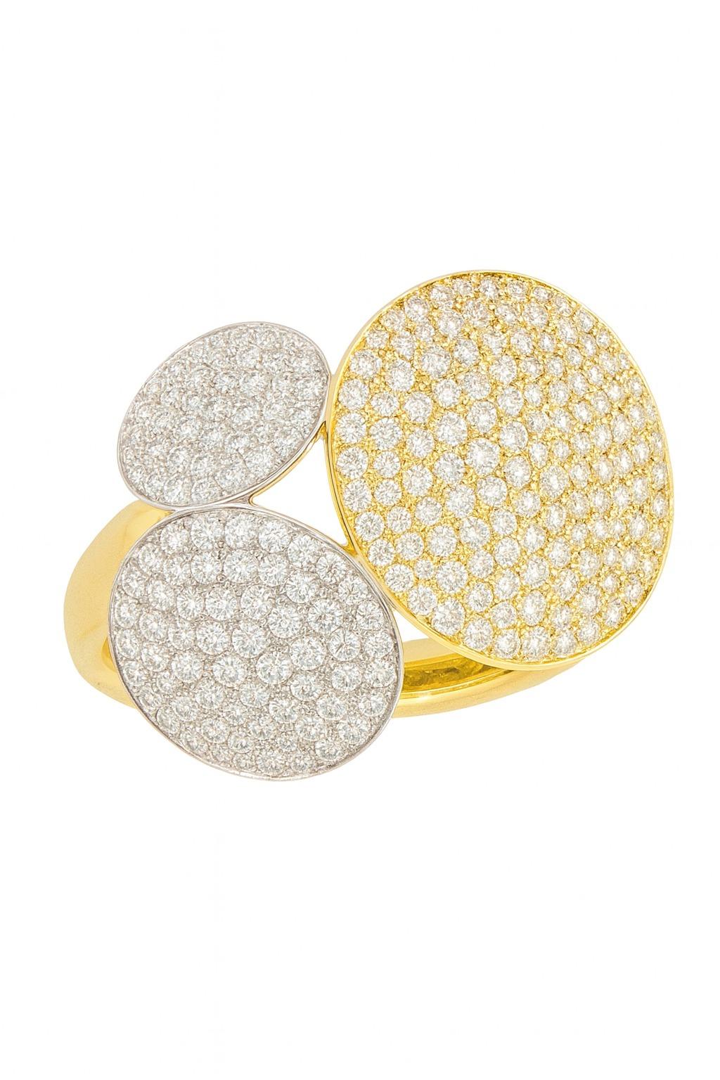 Contemporain Bague disque pavé en or tricolore 18K de Cartier en vente