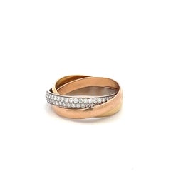 Cartier 18K Tri Color Gold Trinity Ring with 0.46 Carat Round F-VS Diamonds