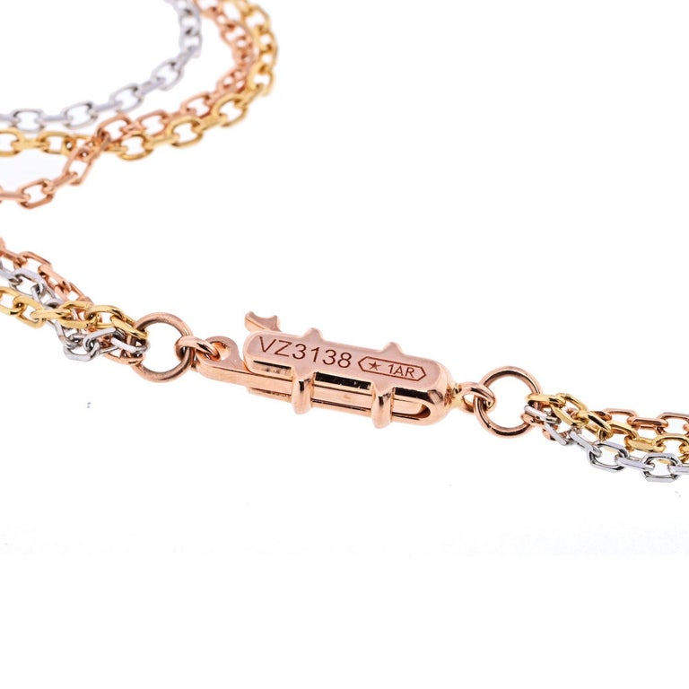 Cartier 18K Tri Color Tricolor Trinity Chain Necklace For Sale at 1stDibs