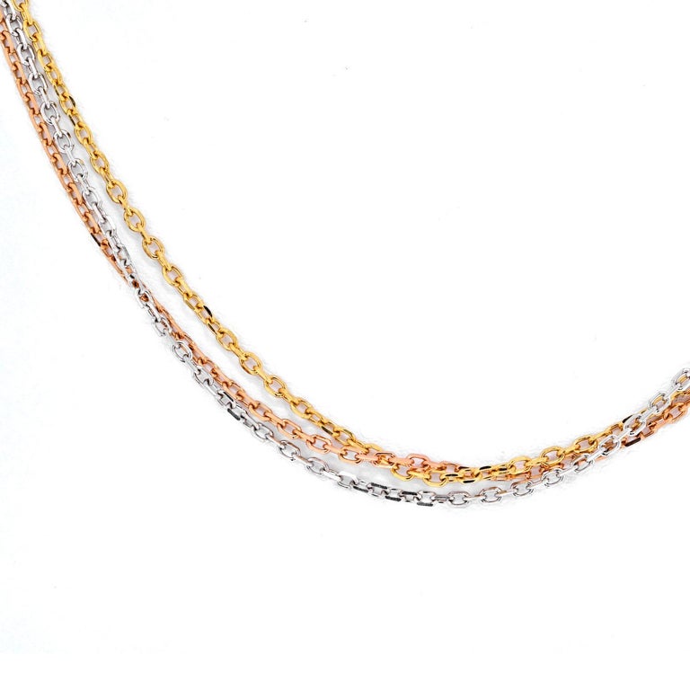 Cartier 18K Tri Color Tricolor Trinity Chain Necklace For Sale at 1stDibs