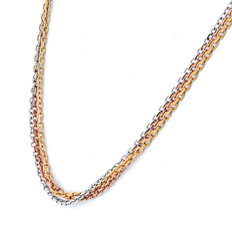 Cartier 18K Tri Color Tricolor Trinity Chain Necklace For Sale at 1stDibs