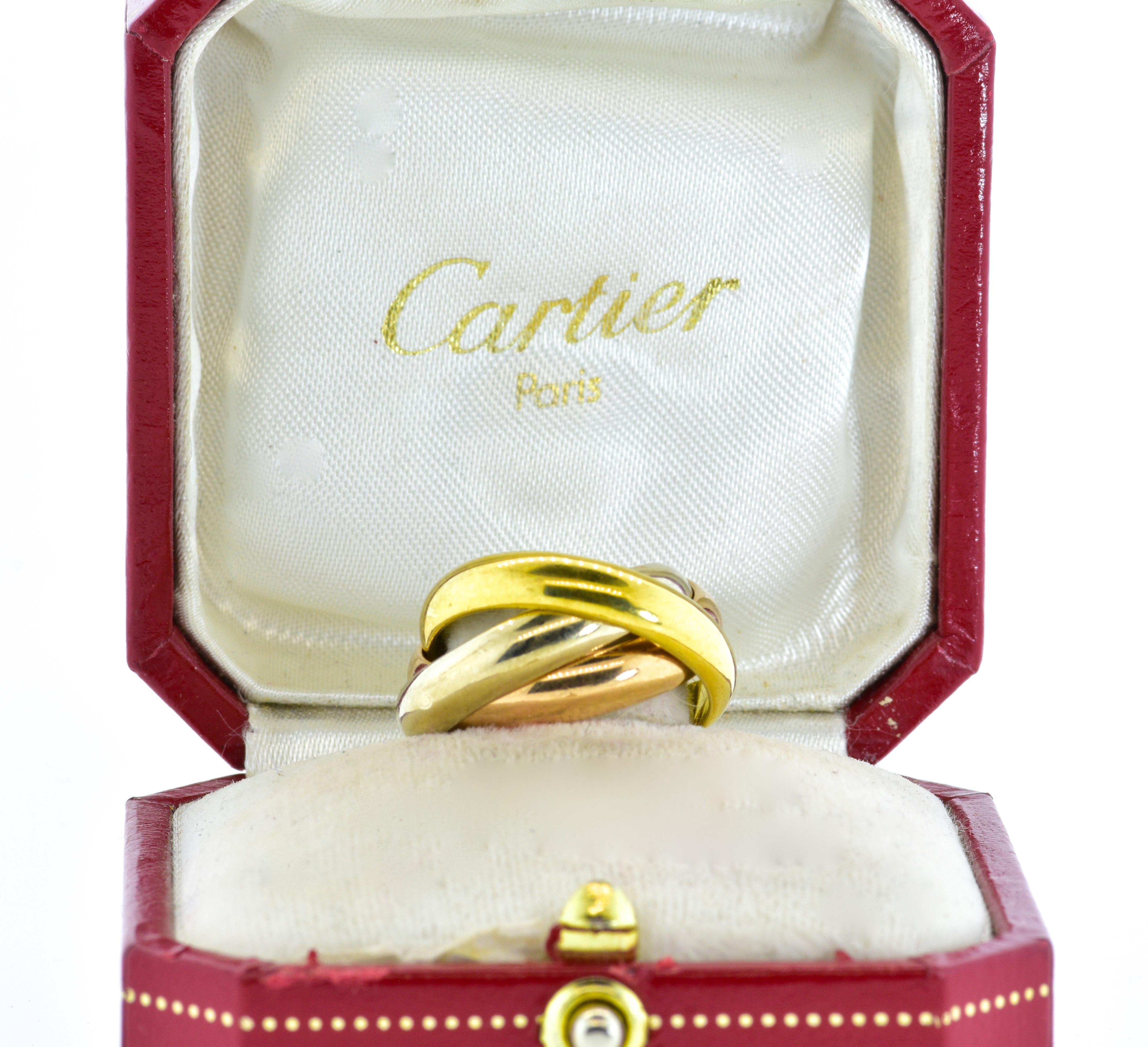 Contemporary Cartier 18 Karat Tri-Color Trinity Band Ring