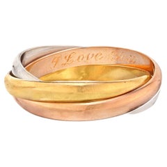 Cartier 18K Tri Color Trinity Classic Roller Wedding Ring