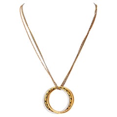 Cartier 18K Tri Color Trinity Diamond Spotted Panthere Circle Necklace