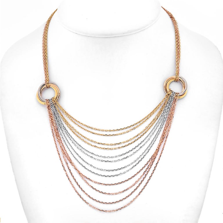 Cartier 18K Tri Colour Trinity Draped Multicolour Chain Necklace For ...