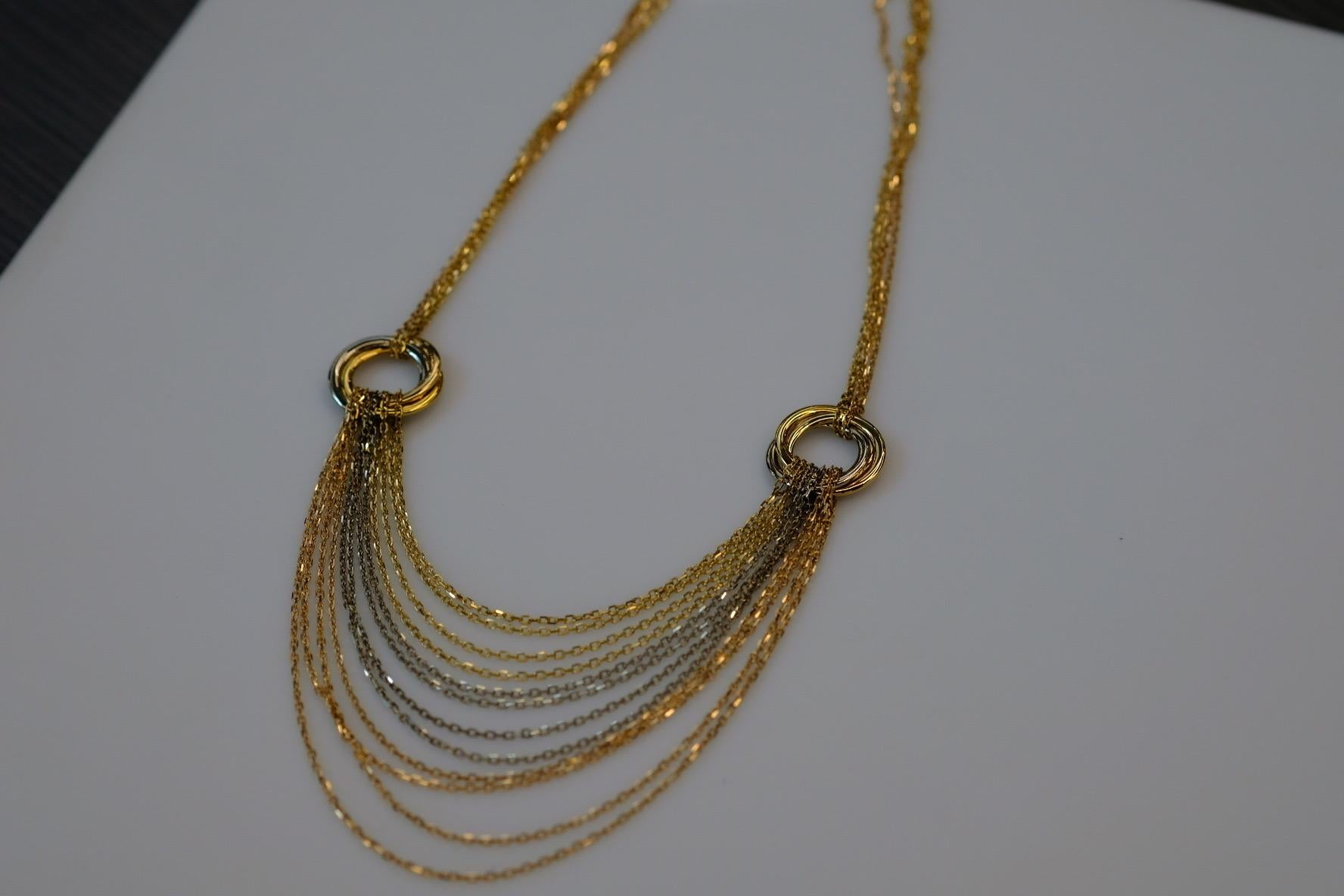 Modern Cartier 18k Tri Color Trinity Draped Multicolor Chain Necklace
