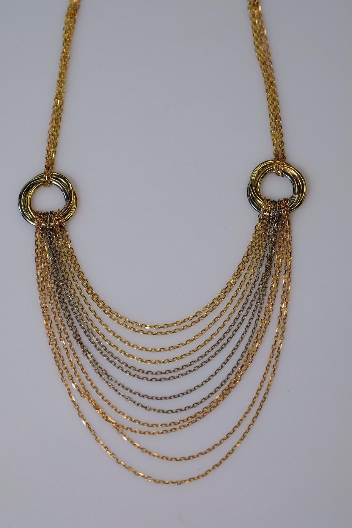 Women's Cartier 18k Tri Color Trinity Draped Multicolor Chain Necklace