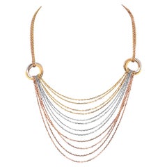 Cartier 18k Tri Color Trinity Draped Multicolor Chain Necklace