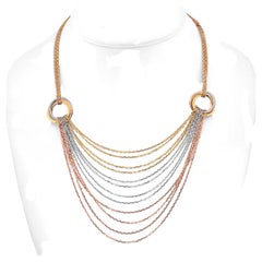 Cartier 18K Tri Color Trinity Draped Multicolor Necklace