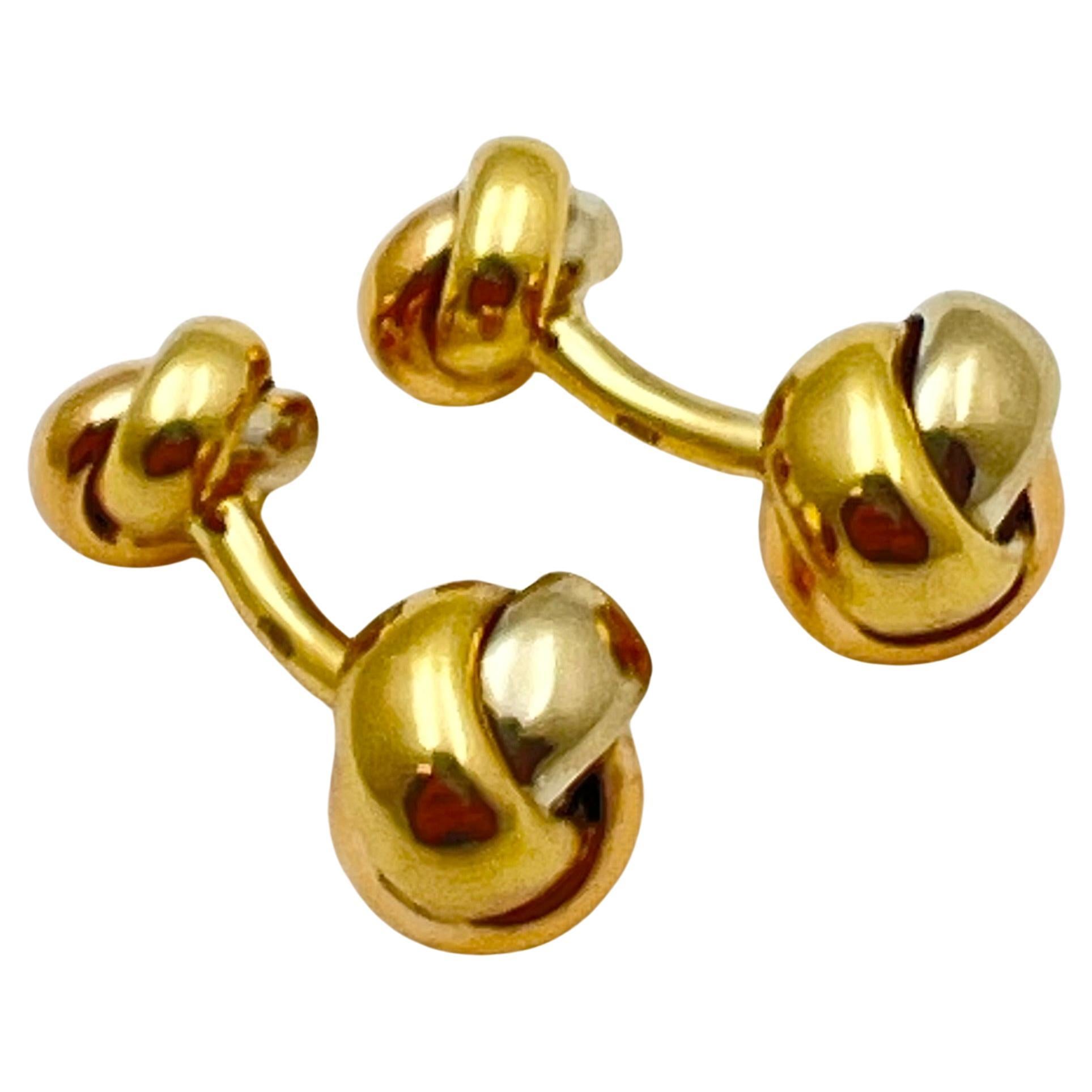 Cartier 18k Tricolored Gold Knot Manschettenknöpfe Hemdstecker Set für Damen oder Herren