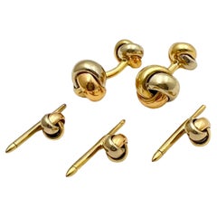 Cartier 18k Tri-Gold Knot Cufflink Stud Set