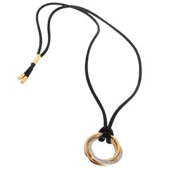 Cartier 18K Tri-Gold Round-Cut Pave Diamond Trinity Circular Pendant Necklace