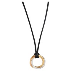 Cartier 18K Tri-Gold Round-Cut Pave Diamond Trinity Circular Pendant Necklace