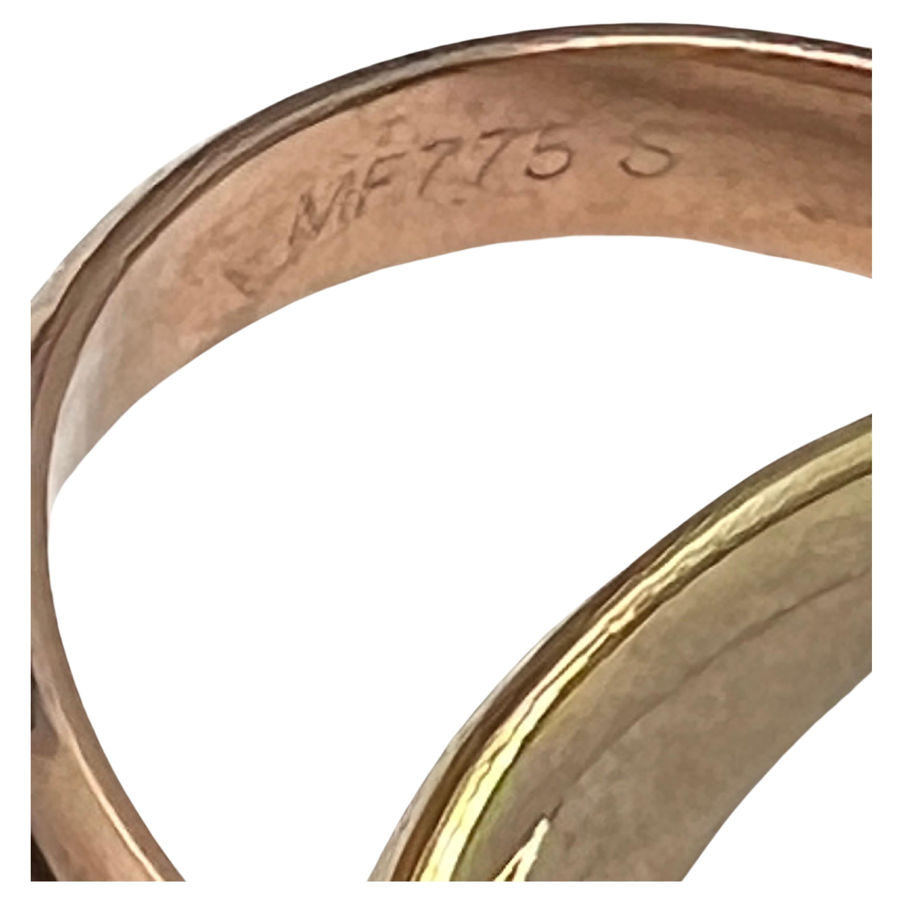Cartier 18k Tricolored Gold Trinity Rolling Ring In Excellent Condition In Palm Beach, FL