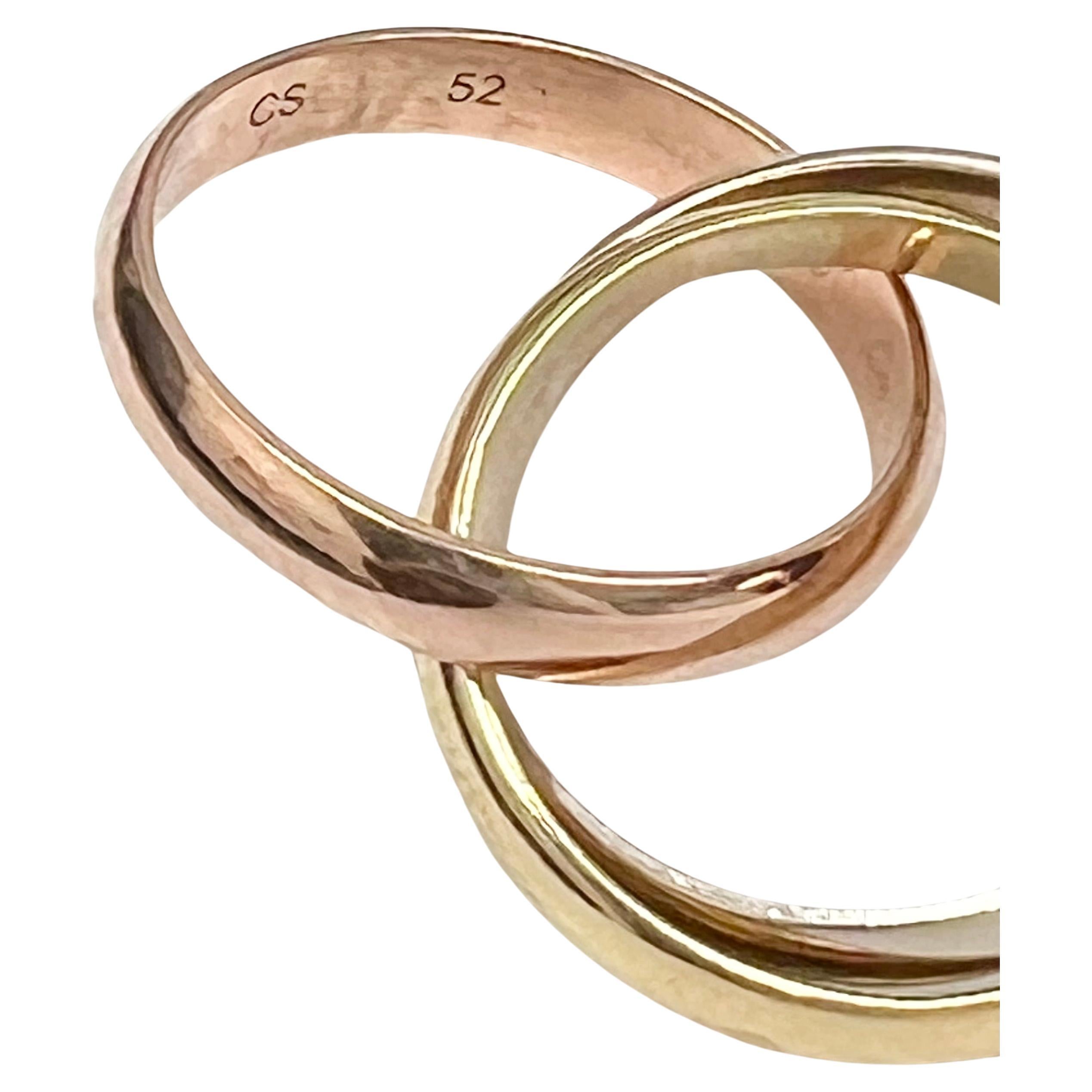 Modern Cartier 18k Tricolored Gold Trinity Rolling Ring