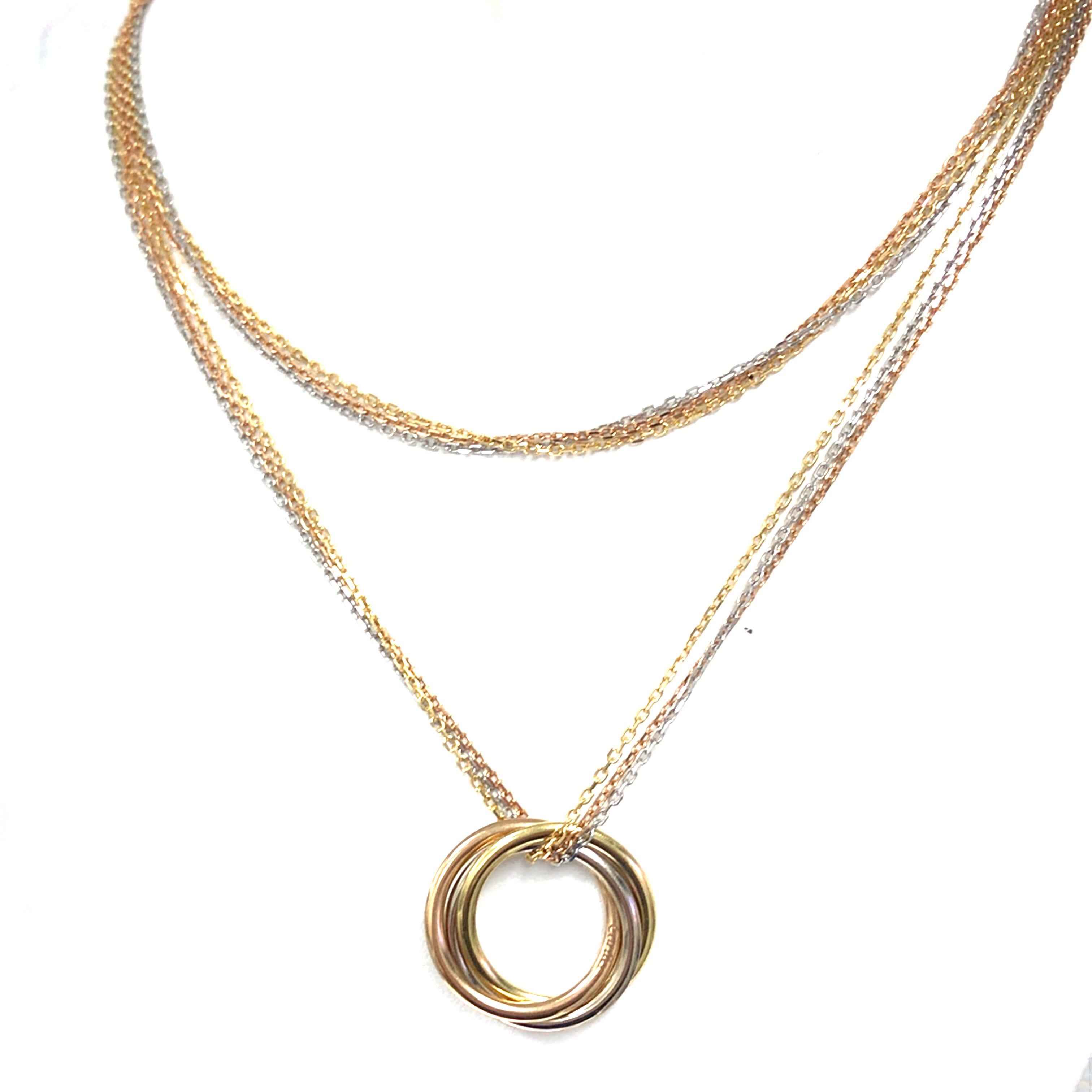 Women's Cartier 18K Tri-Gold Trinity Pendant Necklace