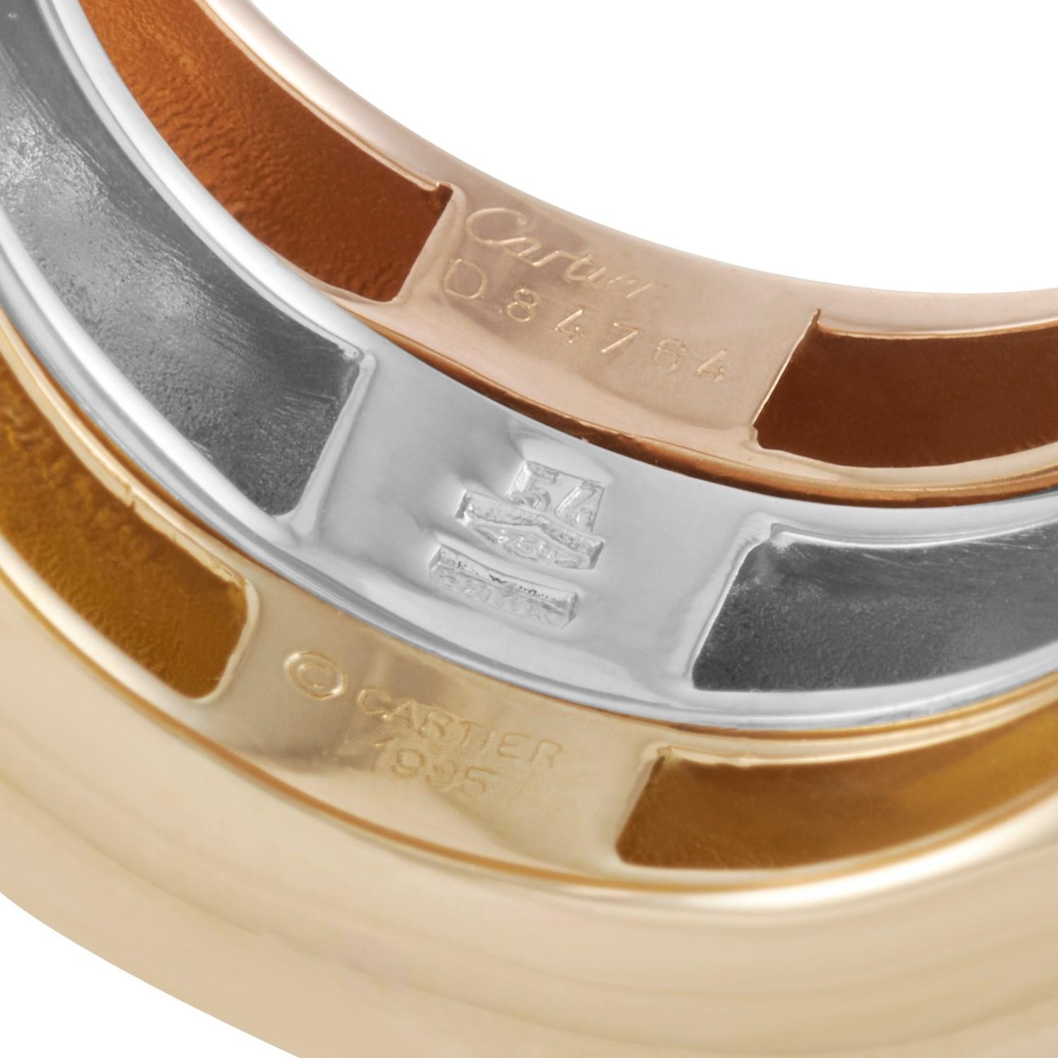 Women's Cartier 18 Karat Tricolor Gold Stack 0.50 Carat Diamond Ring