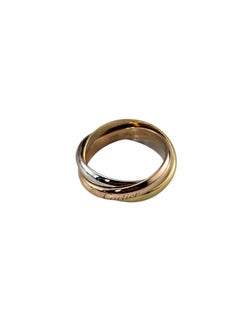 Cartier 18K Tricolor Gold Trinity Rolling Ring Size 7.5 (56) w/Box Papers #25479