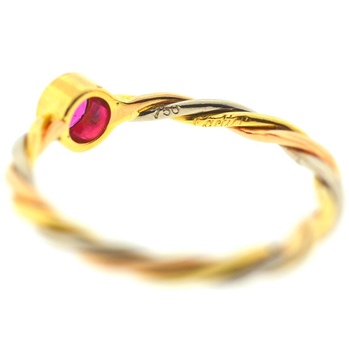 Cartier 18 Karat Tri-Color Sapphire Ruby and Diamond Stackable Rings 6