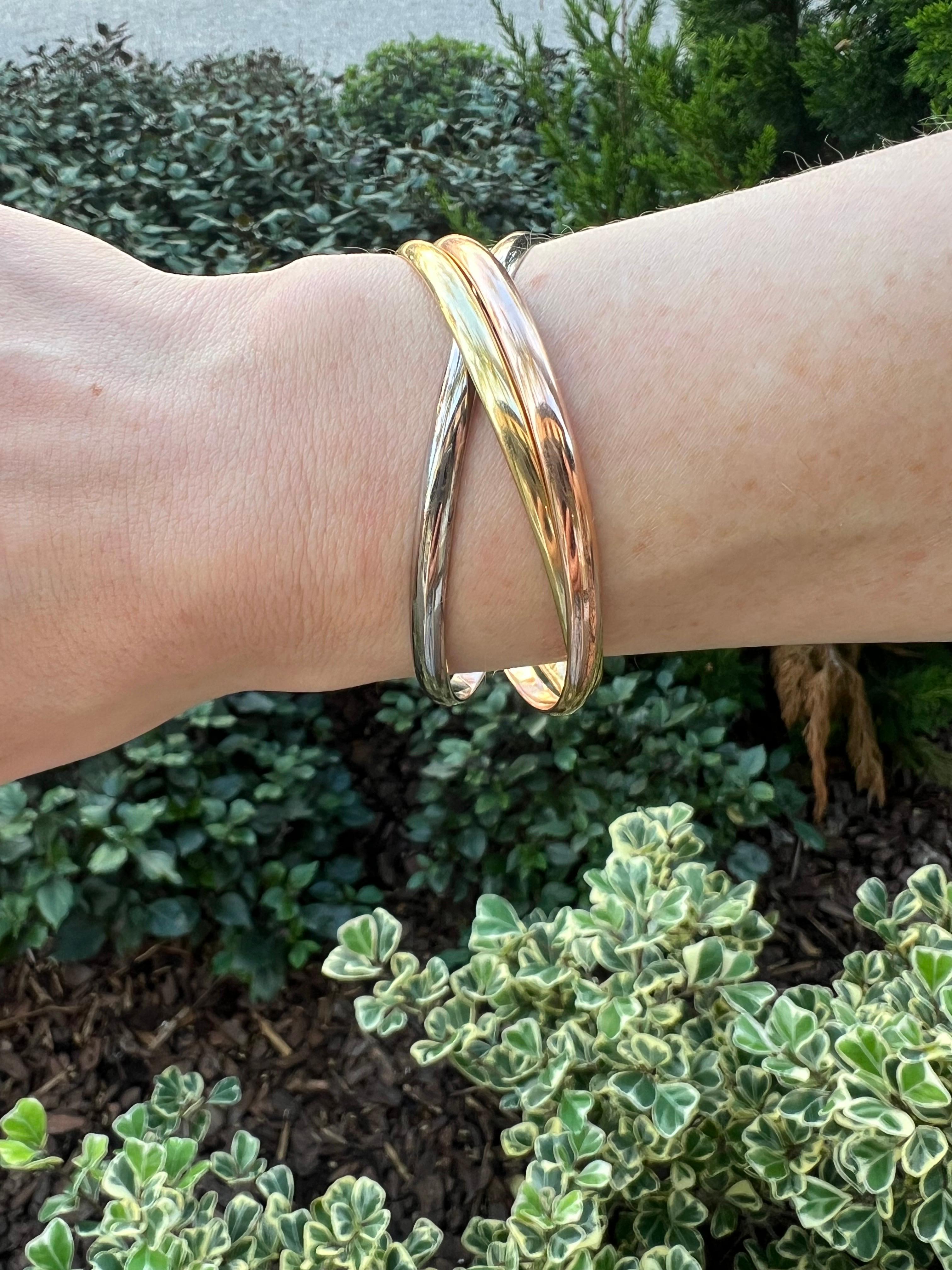 Women's Cartier 18k Tricolored Gold Trinity Bangle Bracelet