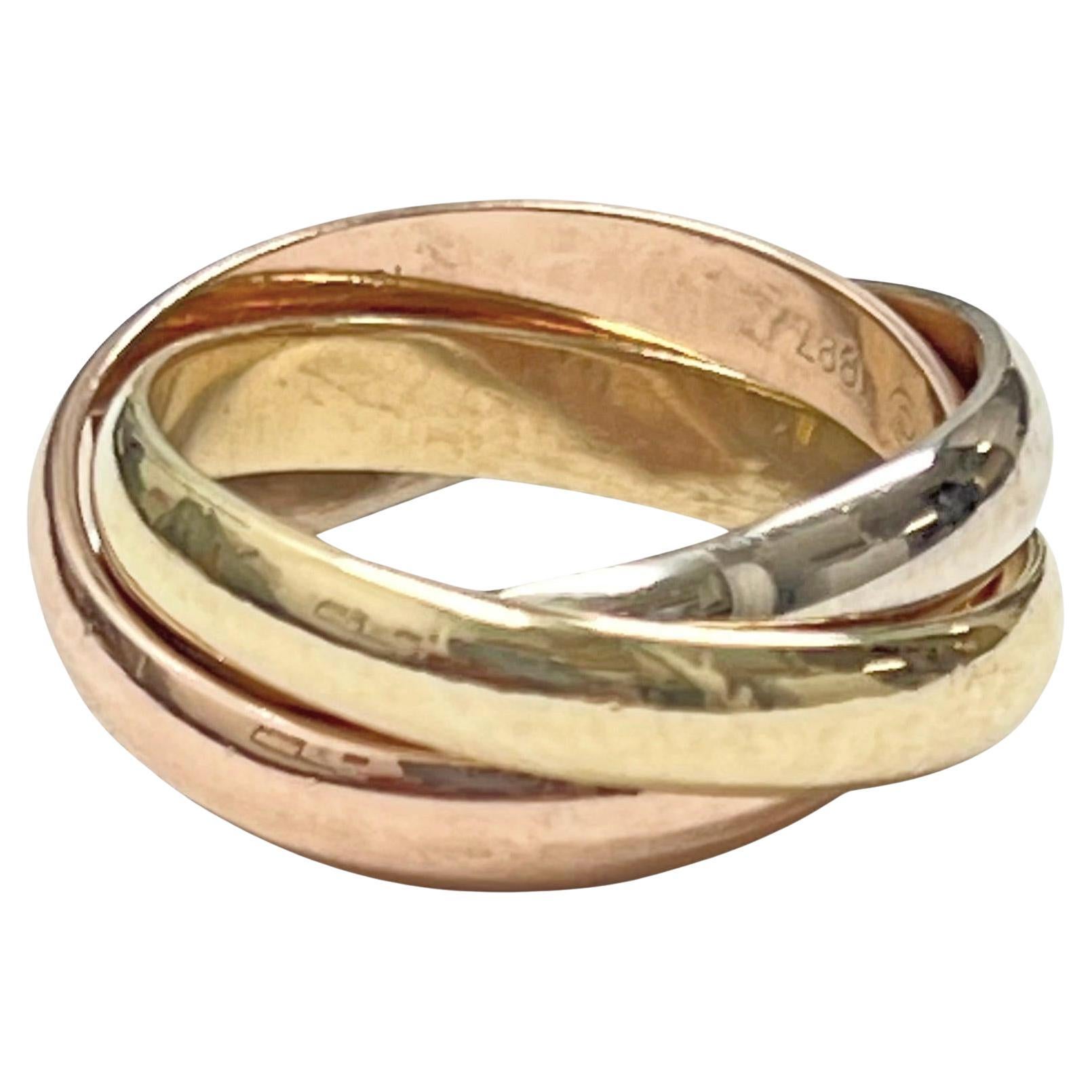 Cartier 18k Tricolored Gold Trinity Rolling Ring