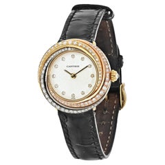 Cartier 18K Trinity All Diamond Round Dial Leather Strap Ladies Watch