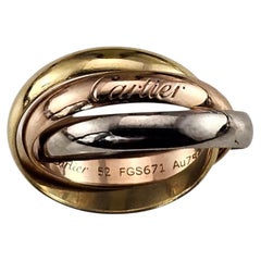 Cartier 18K Trinity Tricolor Rolling Band Ring Size 6 #24499