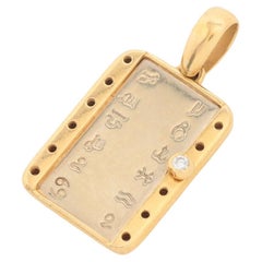 CARTIER 18k Two Tone Gold & Diamond Zodiac Pendant Vintage 1970s