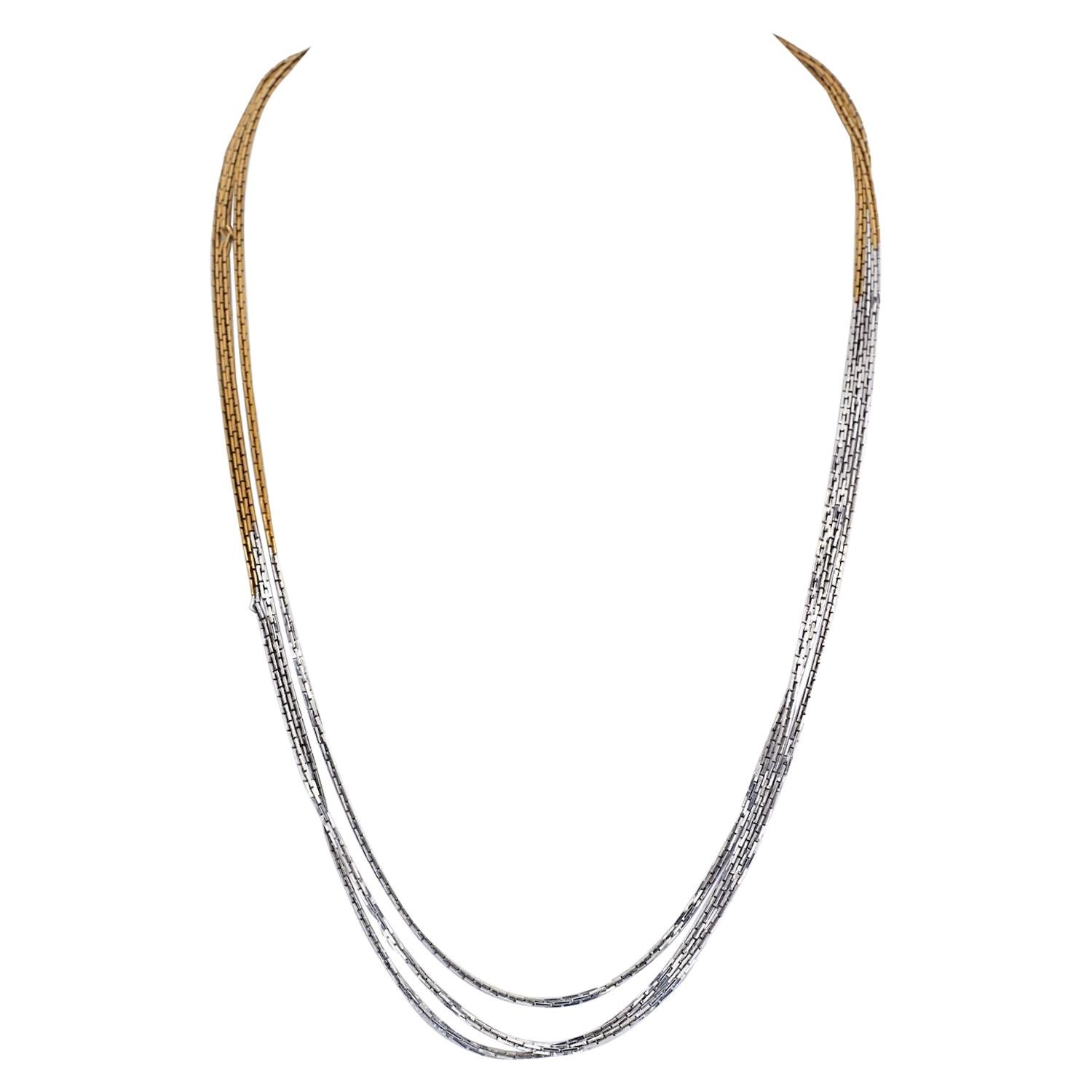 Cartier 18K Two Tone Gold Single String Chain Necklace