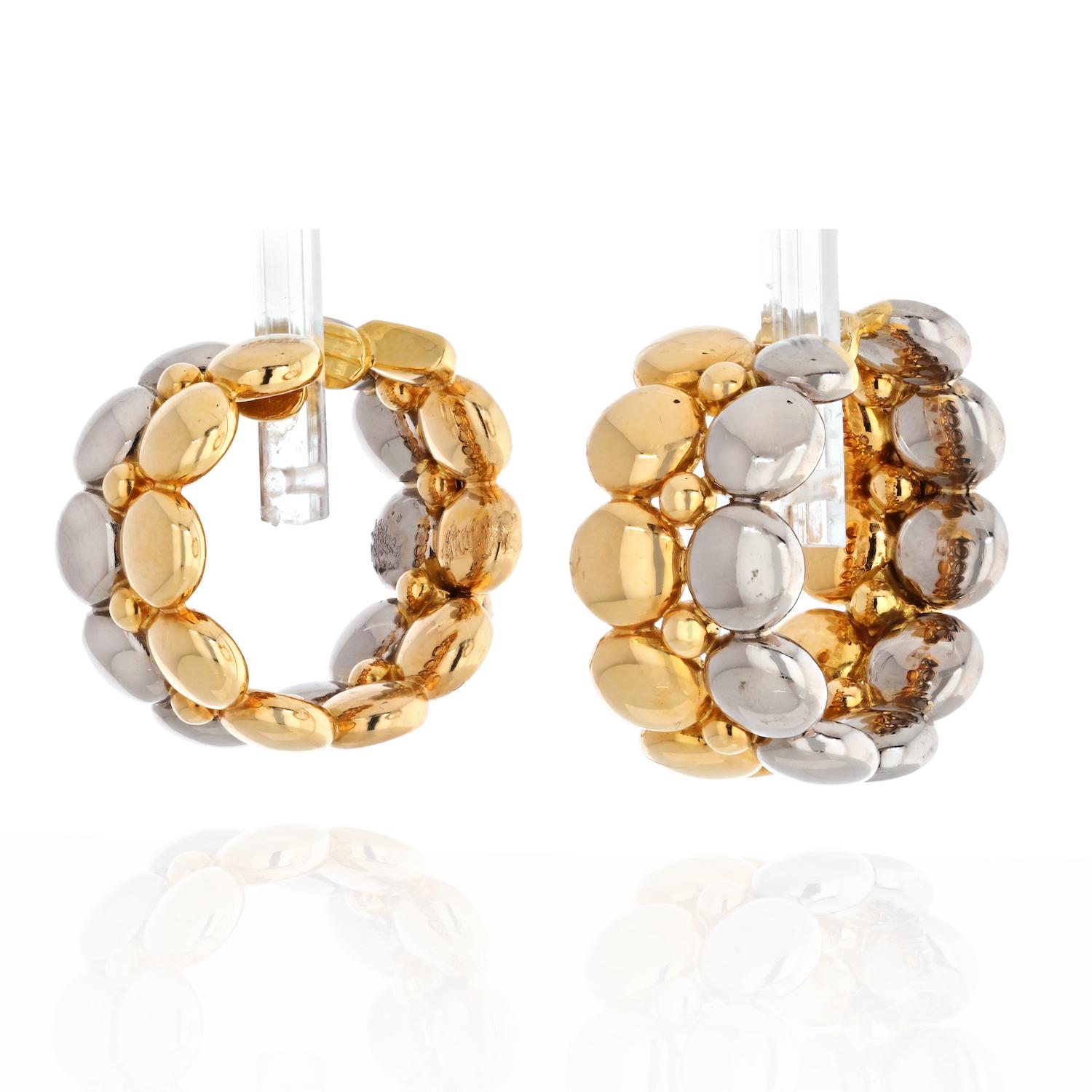 Cartier 18K zweifarbige Huggie-Clip-Ohrringe mit Wabenmotiv (Moderne)