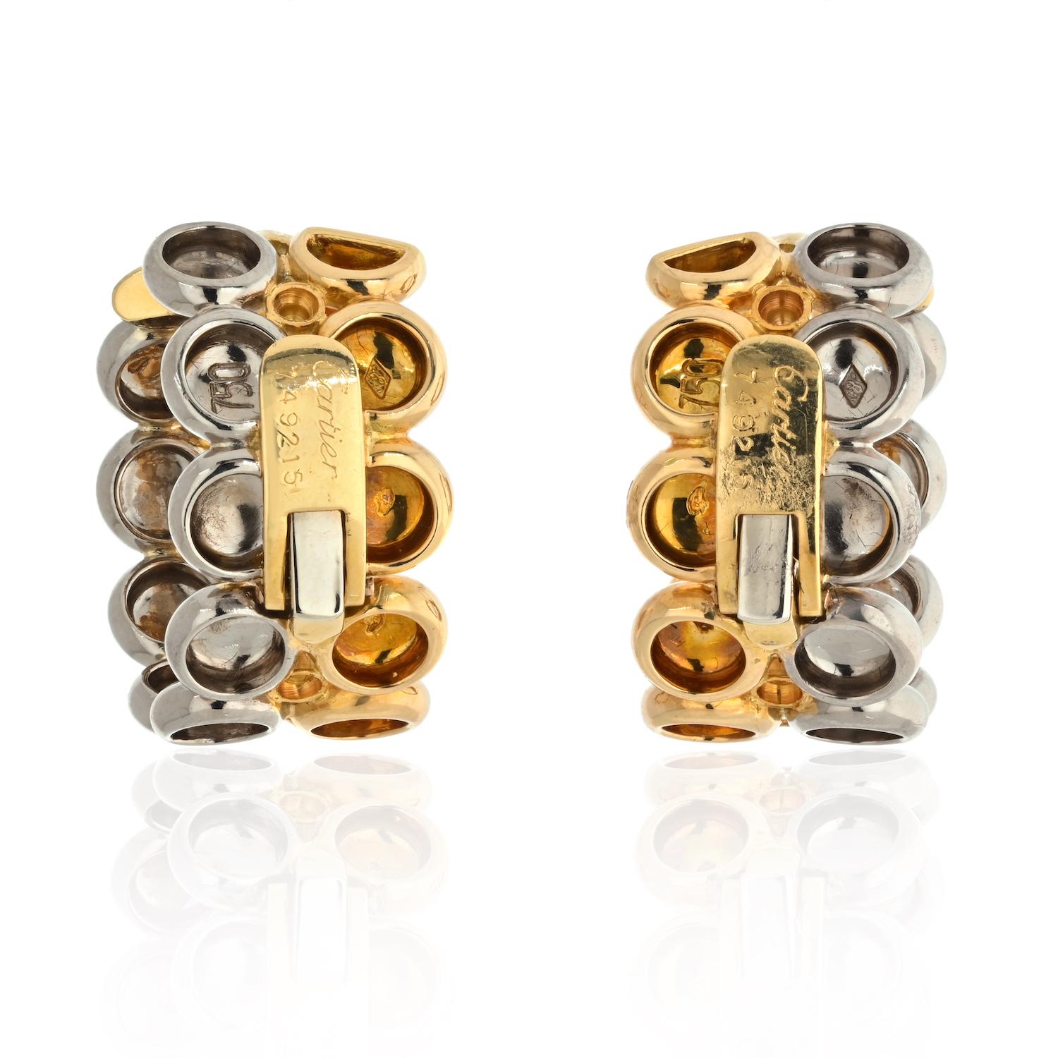 Cartier 18K zweifarbige Huggie-Clip-Ohrringe mit Wabenmotiv Damen