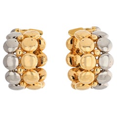 Cartier 18K zweifarbige Huggie-Clip-Ohrringe mit Wabenmotiv