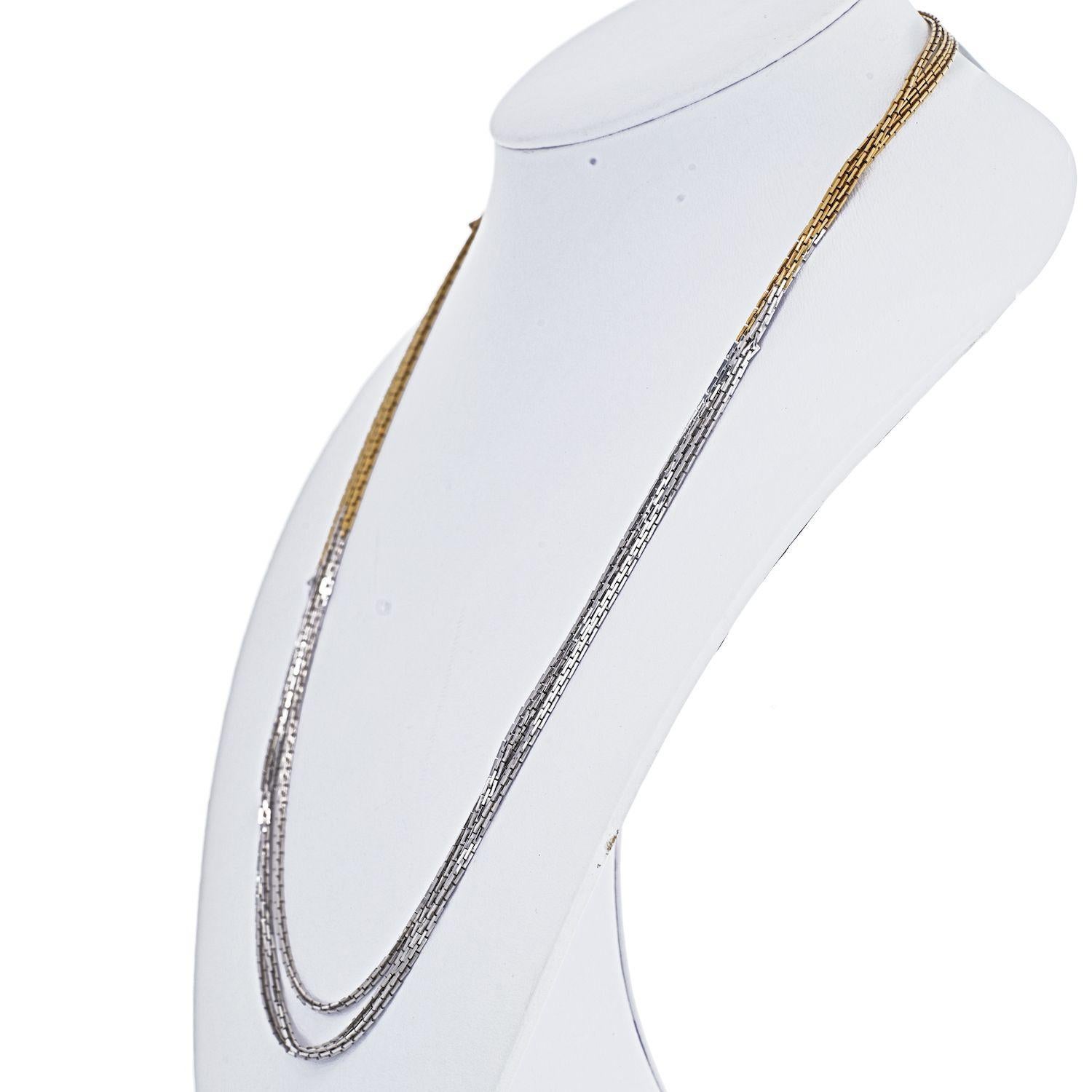 Beautiful Cartier vintage chain. 
This is a one single chain. Two tone 18K Gold.
Delicate and long. 68 inches long but can be doubled or tripled. 
You can wrap it around your neck at least three times. 
Circa 1960's.