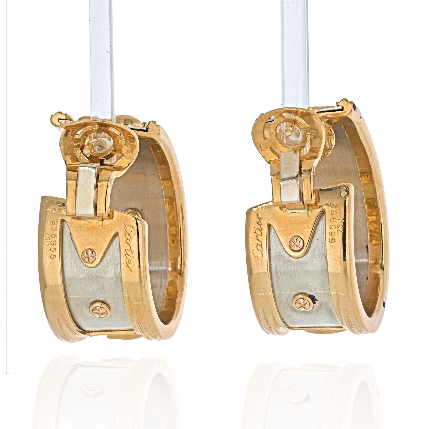Modern Cartier 18k Two Tone Walking Elephant Earrings