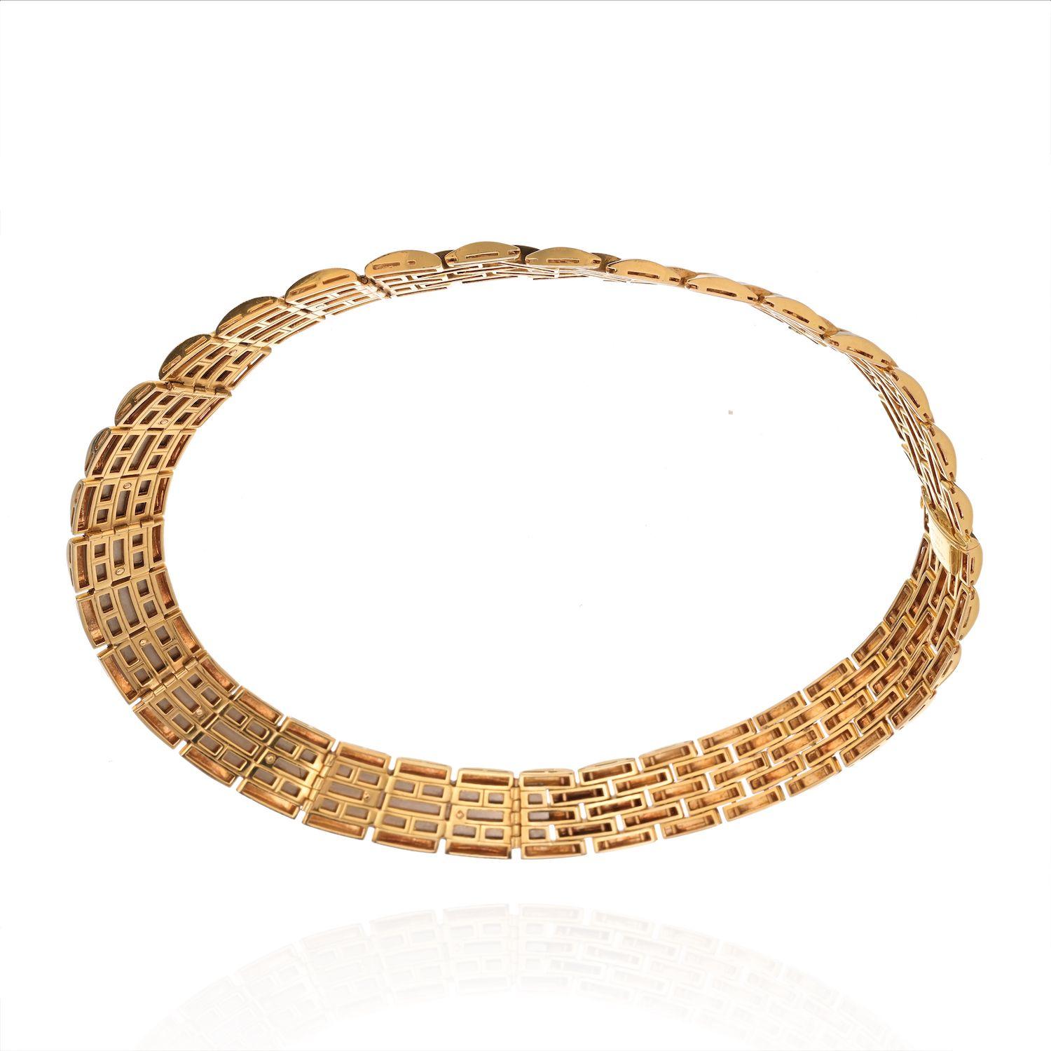 Modern Cartier 18K Two Tone Walking Panthere Collar Necklace