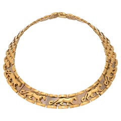 Cartier 18K Two Tone Walking Panthere Collar Necklace
