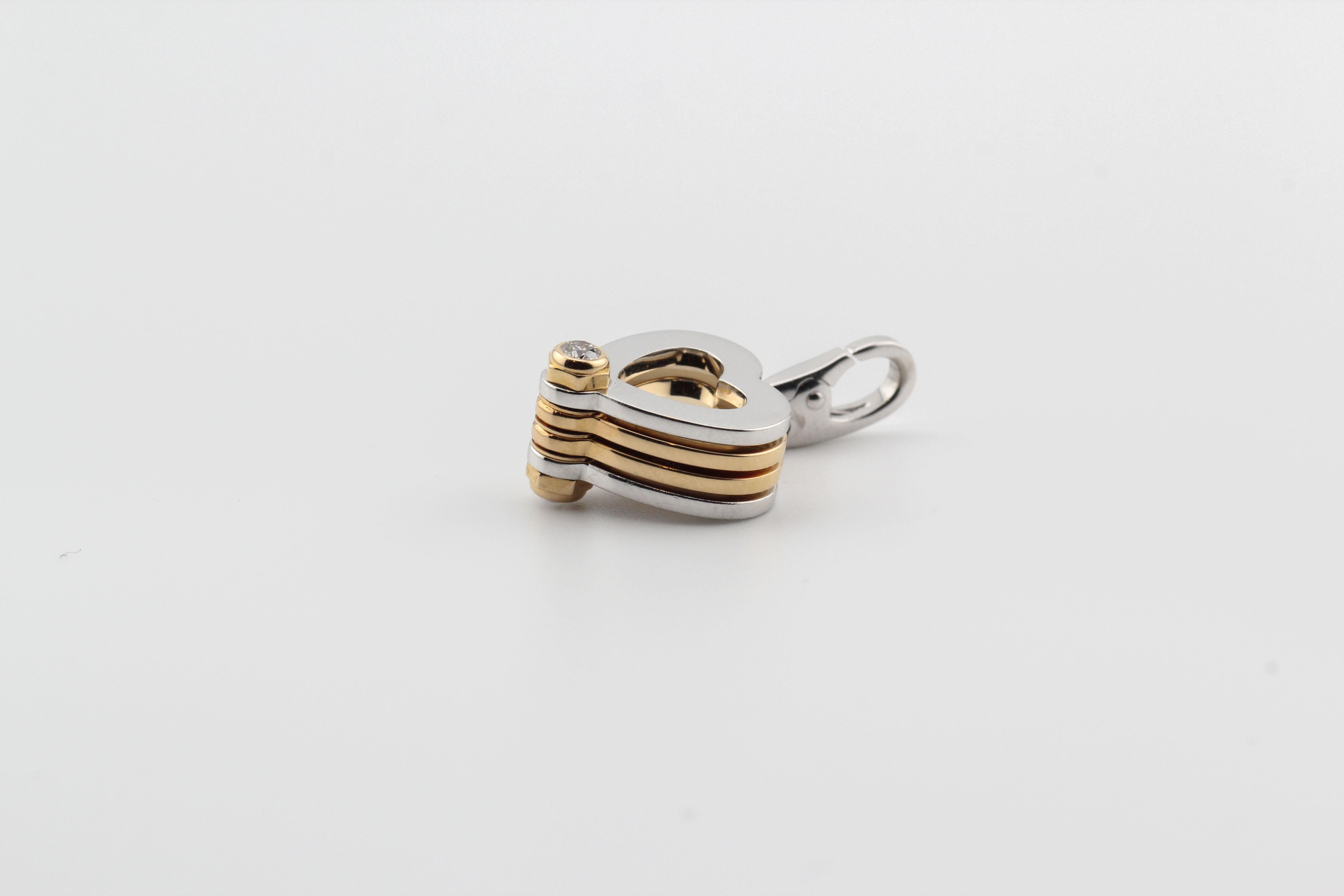 Women's or Men's Cartier 18K White and Pink Gold Diamond 4 Hearts Clover Charm Pendant
