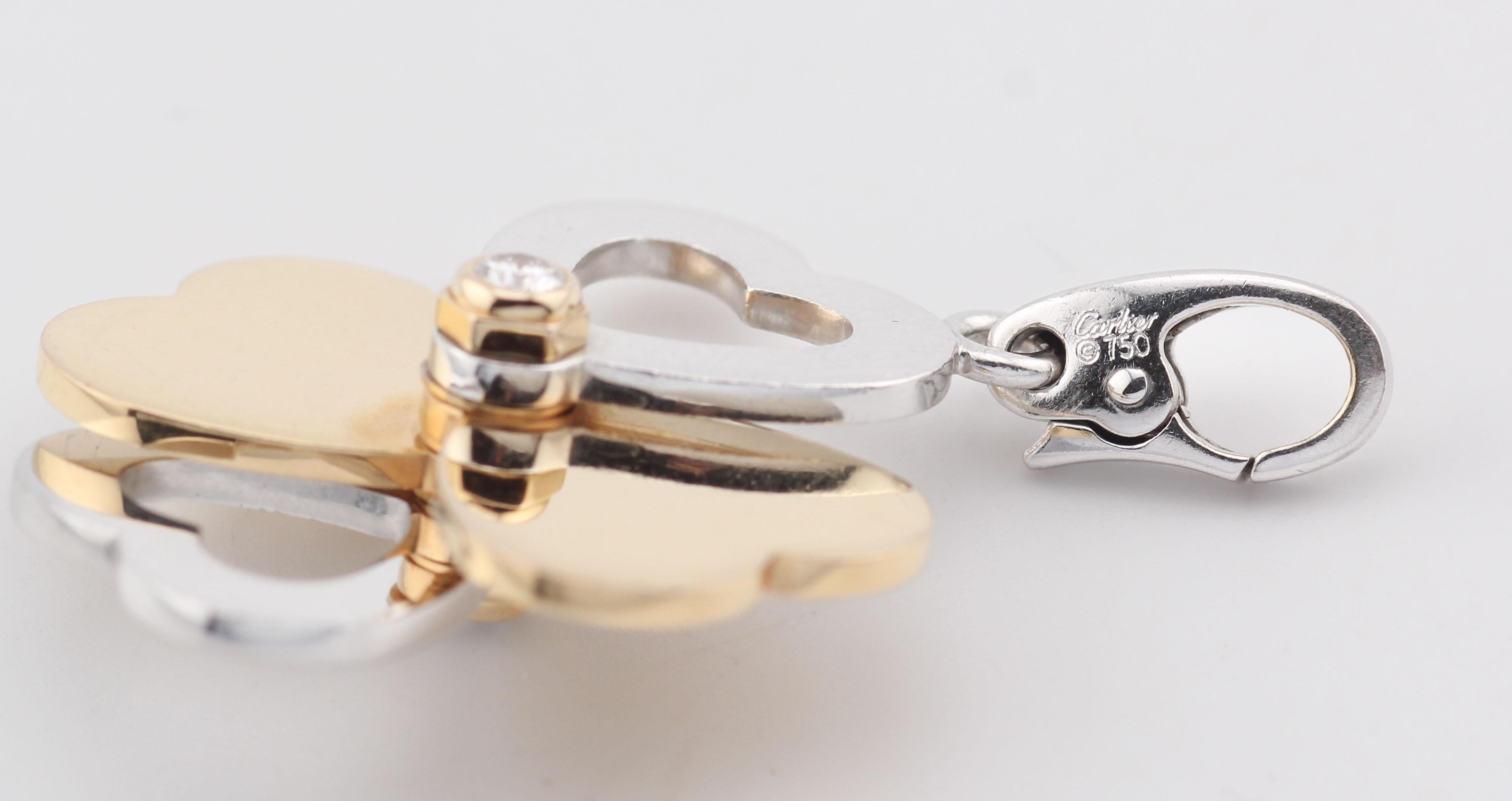 Cartier 18 Karat Weiß- und Rosagold Diamant-Anhänger mit 4 Herzen und Kleeblatt-Charm-Anhänger für Damen oder Herren im Angebot