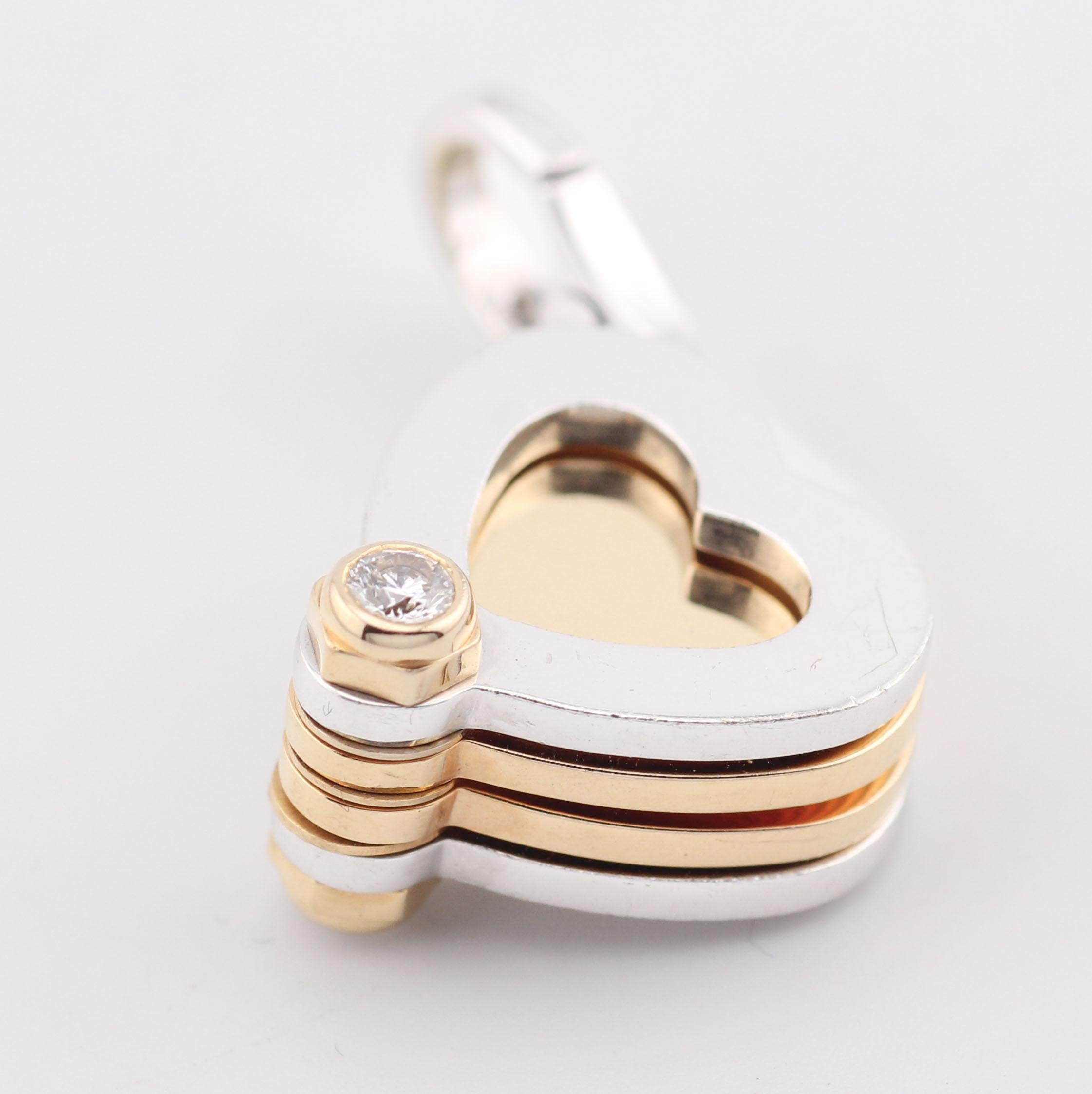 Cartier 18 Karat Weiß- und Rosagold Diamant-Anhänger mit 4 Herzen und Kleeblatt-Charm-Anhänger im Angebot 3