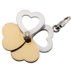 Cartier 18K White and Pink Gold Diamond 4 Hearts Clover Charm Pendant