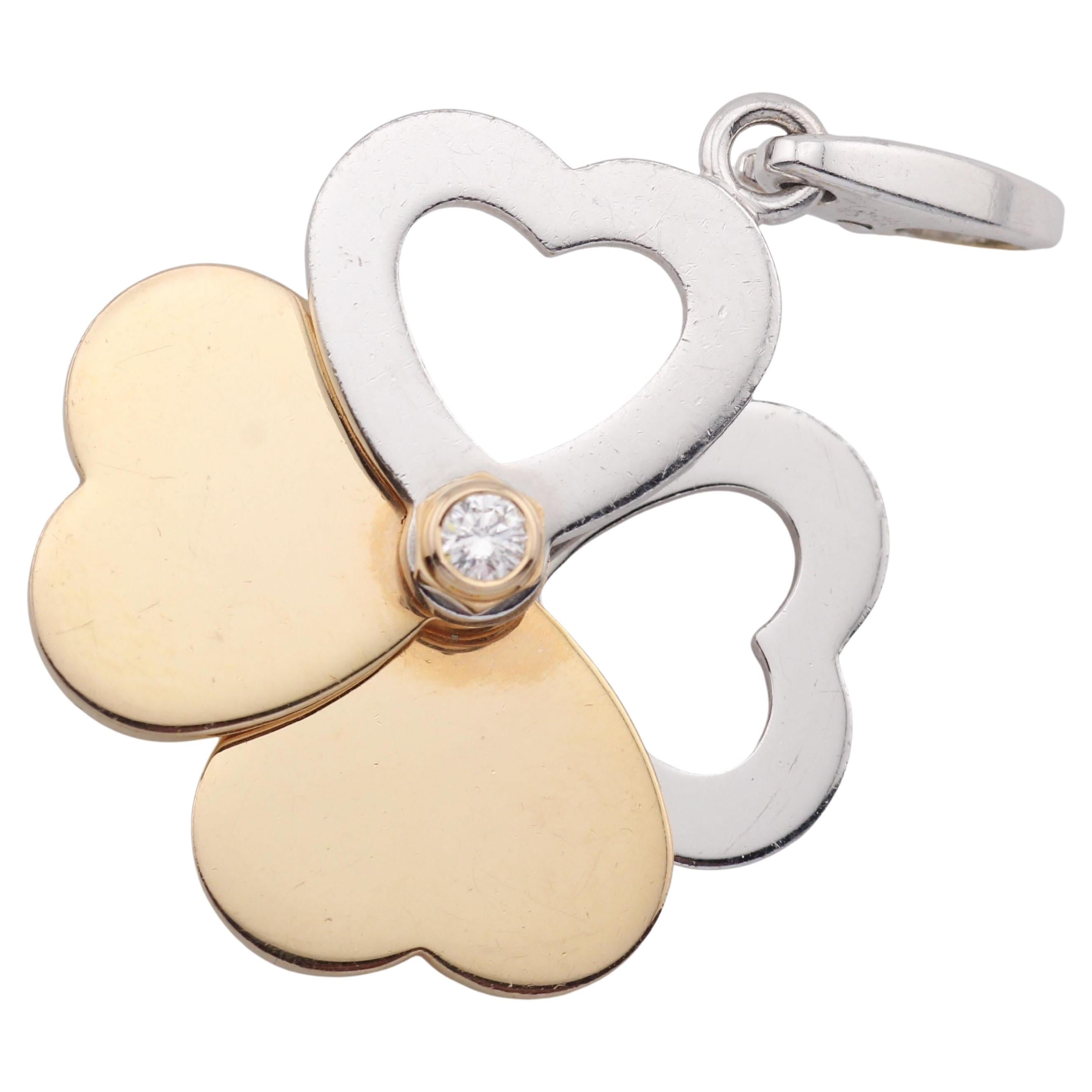Cartier 18 Karat Weiß- und Rosagold Diamant-Anhänger mit 4 Herzen und Kleeblatt-Charm-Anhänger im Angebot