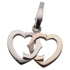 Cartier 18K White and Rose Gold Double Heart Logo Charm Pendant