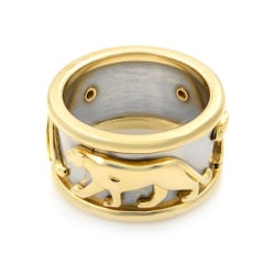 Cartier 18 Karat White and Yellow Gold Panther Wide Ring