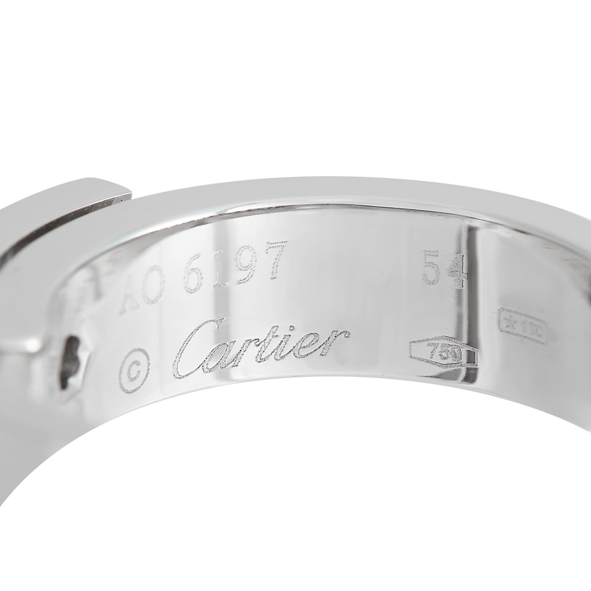 Round Cut Cartier 18K White Gold 0.10 ct Diamond Anniversary Ring