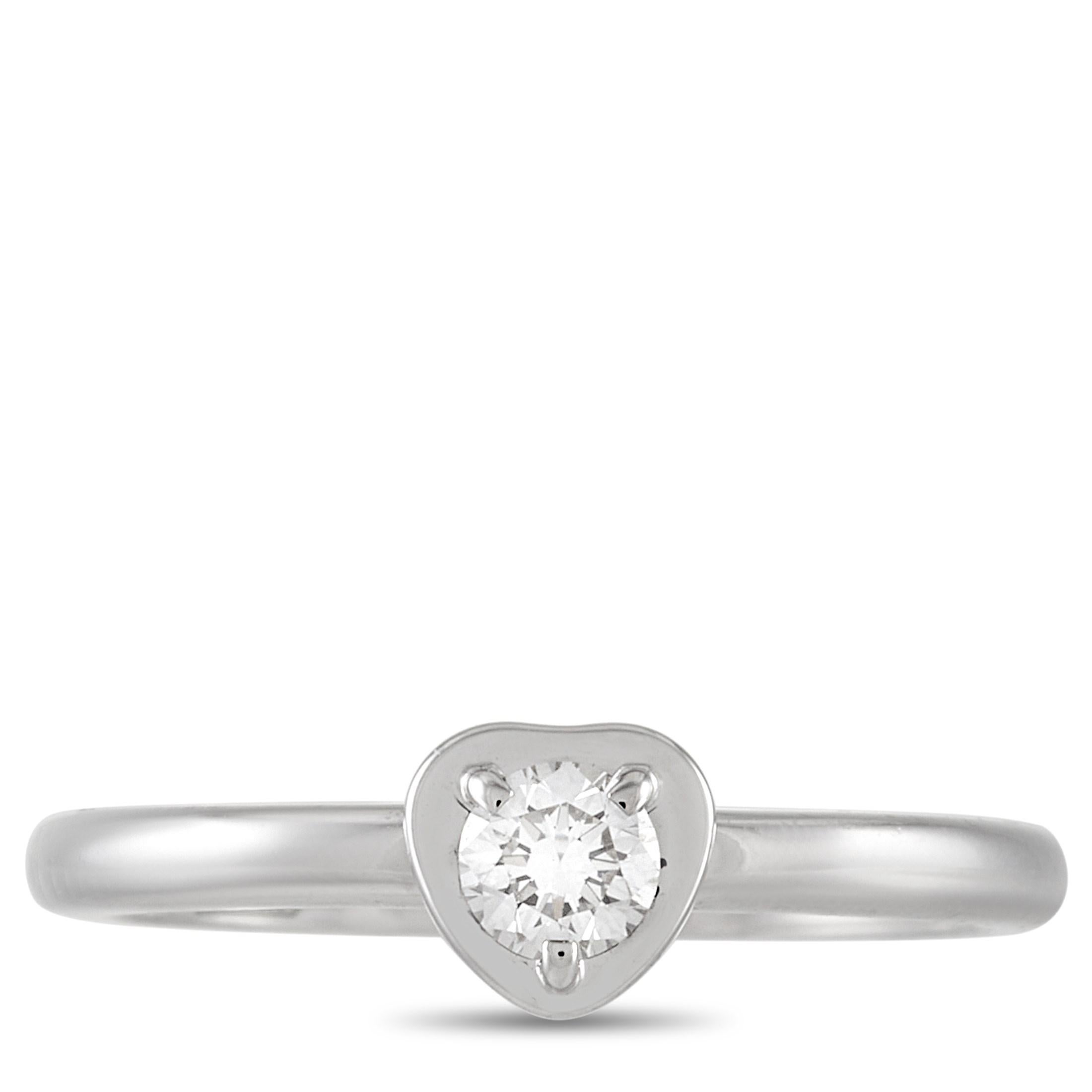 Cartier 18 Karat White Gold 0.12 Carat Diamond Heart Ring In Excellent Condition In Southampton, PA