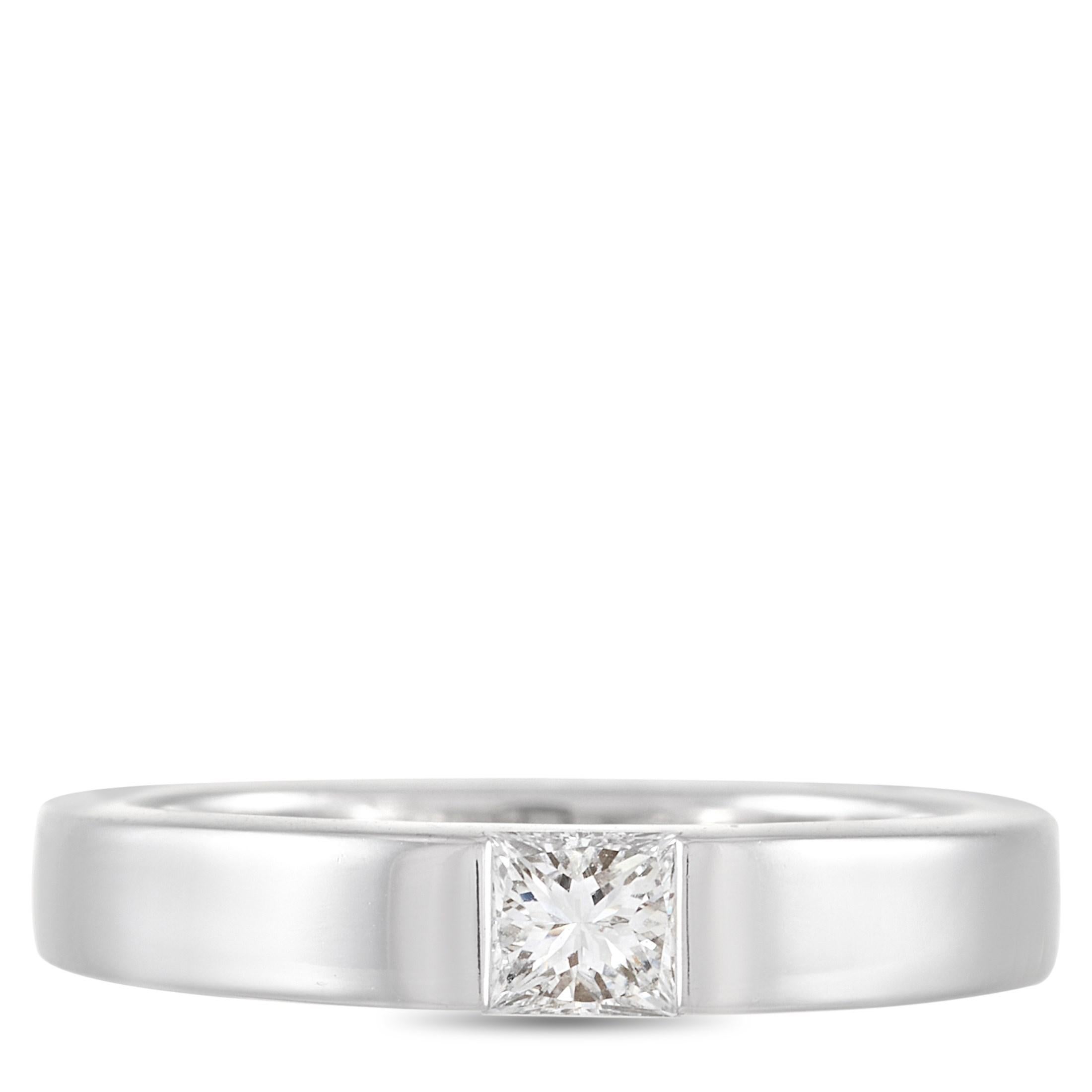 Princess Cut Cartier 18 Karat White Gold 0.25 Carat Diamond Ring