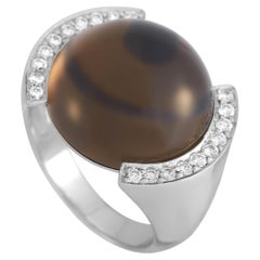 Cartier 18K White Gold 0.35 ct Diamond and Smokey Quartz Ring