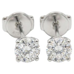 Cartier 18K Weißgold 0,50 Karat runde Brillantschliff Diamant Ohrstecker