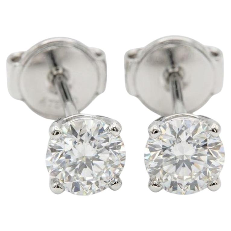 Cartier 18K Weißgold 0,50 Karat runde Brillantschliff Diamant Ohrstecker
